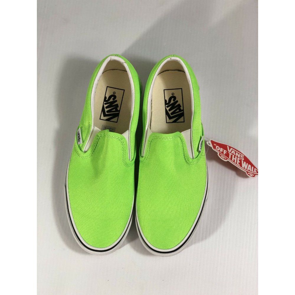 Vans Classic Slip On Neon Green Gecko/White Shoes - Picture 7 of 14